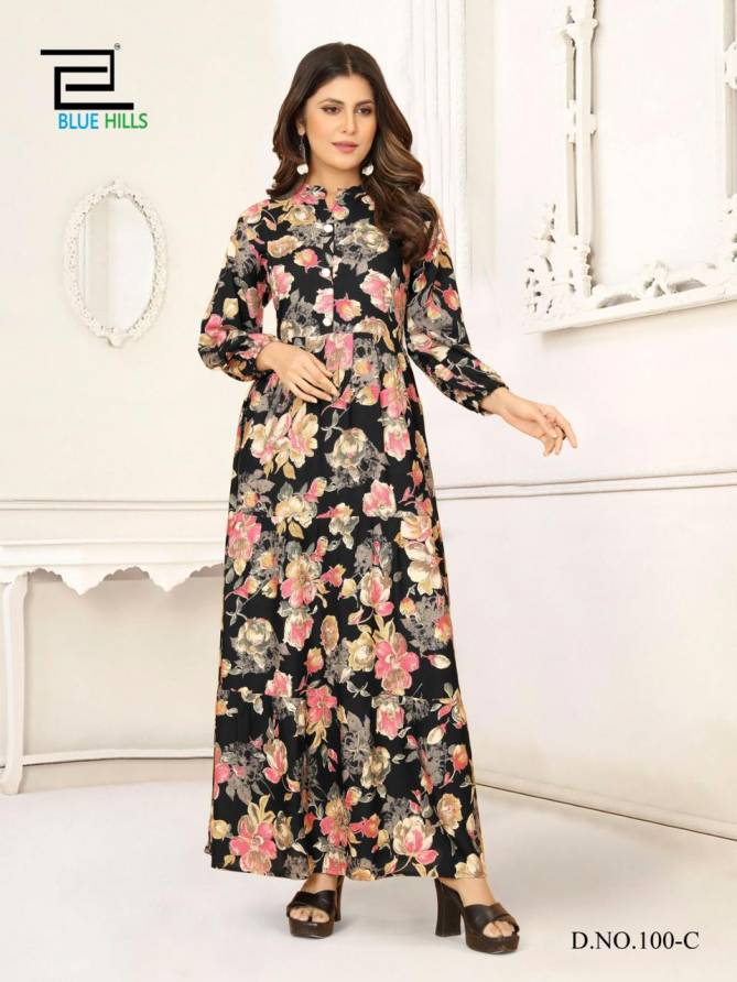 Ameesha By Blue Hills Rayon Printed Gown Catalog